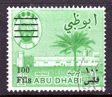 ABU DHABI - 1966 NEW CURRENCY 100F ON 1 RUPEE STAMP FINE USED SG 22 - Abu Dhabi