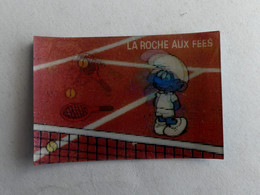 RARE IMAGE HOLOGRAPHIQUE PUBLICITAIRE LA ROCHE AUX FEES SCHTROUMPF TENNIS N°2 1982 - Sammelbilder