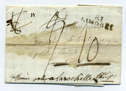 DEBOURSE 31 AUCH Sur Lettre De LIMOGES  / Dept Du GERS / 1814 / Côte 190€ - 1801-1848: Précurseurs XIX