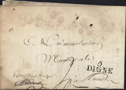 Circulaire Ministre De La Guerre Bureau Des Invalides Révolution Française An 6 Marque Postale Taxe Linéaire 5 DIGNE - 1701-1800: Vorläufer XVIII