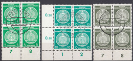 DDR - 1955 - Lotto Di 3 Quartine Obliterate Con Margini Di Foglio:  Yvert Servizio 18, 19 E 22. - Gebraucht