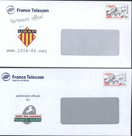 France Entier Prêt à Poster P.AP. Enveloppes Privées France Telecom Rugby Nîmes Perpignan USAP Neufs 3F Changement Tarif - Autres & Non Classés