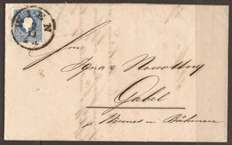 AUSTRIA / CZECH. 1859. 15kr ENTIRE. WIEN TO GABEL VIA BODENBACH (BOHEMIA). ARRIVAL & TRANSIT ON REVERSE. - Covers & Documents