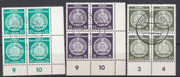 DDR - 1955 - Lotto Di 3 Quartine Obliterate Con Margini Di Foglio:  Yvert Servizio 19 E 21. - Oblitérés