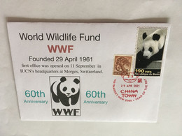 (2 B 2) 60th Anniversary Of WWF Foundation - With Panda Benin Stamp + OZ Stamp (red P/m) - Usati