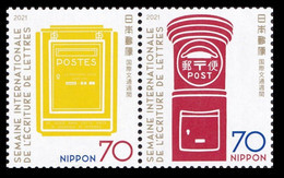 (ja1572a) Japan 2021 International Letter Writing Week La Poste Pair 70y MNH - Unused Stamps