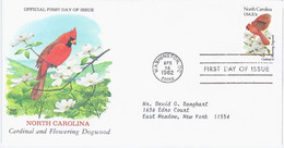 USA United States 1982 FDC North Carolina And Flowering Dogwood, State Bird Birds Flower Flowers, Canceled In Washington - 1981-1990