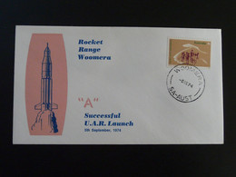Lettre Espace Space UAR Launch A Rocket Cover Woomera 1974 Australia 94215 - Oceanía