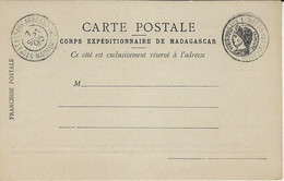 1895- Carte Postale / Corps Expéditionnaire De Madagascar  Préoblitérée Cad 5 T. Or ET P.es AUX ARMEES 5 / MADAGASCAR - Briefe U. Dokumente