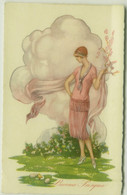 BUSI (?? )  SIGNED 1910s POSTCARD - WOMAN & FLOWERS - EDIT DEGAMI 936 (BG2219) - Busi, Adolfo