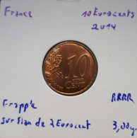 --PROMO 300€-- FRANCE EXCEPTIONNELLE 10 EURO CENT 2014 FRAPPEE SUR FLAN CUIVRE NON METALLIQUE !!!!! --LIRE DESCRIPTIF-- - Variëteiten En Curiosa