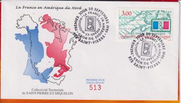 FDC # St.Pierre & Miquelon-1998 (N° Yvert 680) La France En Amérique Du Nord (Carte Geographique,Map,Landkarte) - FDC
