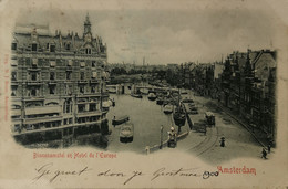 Amsterdam // Boon Relief - Prage - Embossed Kaart // Binnenamstel En Hotel De L'Europe (Paardentram) 1900 - Amsterdam