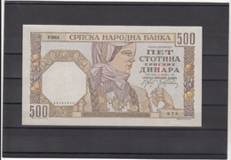 500 DINARA 1.11.1941 WATERMARK WOMAN HEAD SRPSKA NARODNA BANKA SERBIA BANKNOTE - Serbie