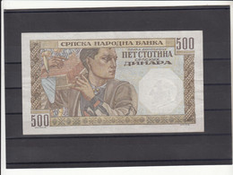 500 DINARA 1.11.1941 WATERMARK KING ALEXANDER I.  SRPSKA NARODNA BANKA SERBIA BANKNOTE - Serbie