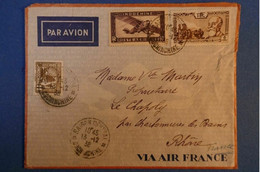 483 BELLE LETTRE INDOCHINE 1939 SAIGON POSTE AERIENNE POUR LE CHAPOLY RHONE + AFFRANCHISSEMENT + AIR FRANCE - Covers & Documents