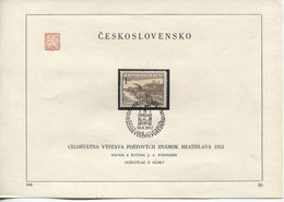 Tschechoslowakei # 765 Ersttagsblatt Briefmarkenausstellung Bratislava 18.10.52 Sonderstempel Ub  'c' - FDC