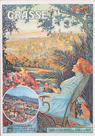 06 - GRASSE - REPRODUCTION AFFICHE P/L/M - TRAINS EXTRA RAPIDES - MEDAILLON FUNICULAIRE - FEMME EN FAUTEUIL - Grasse