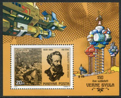 HUNGARY 1978  Jules Verne Block MNH /**.  Michel Block 133 - Blocks & Kleinbögen