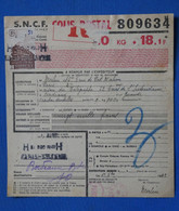 AF12 FRANCE BEL EX COLIS POSTAUX 1949 10KG PARIS  POUR BORDEAUX + BLOC DE 4 TP  VERSO+ AFFRANCHISSEMENT PLAISANT - Cartas & Documentos