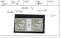 SYRIE N° TAXE 28 ** MILLESIME 3 SURCHARGE DEPLACEE - Postage Due