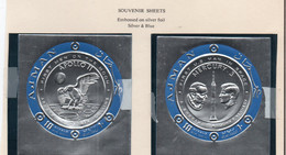 SPACE - AJMAN -  1969 - APOLLO 11 / MERCURY  SILVER & BLUE  SET OF 2  SOUVENIR SHEET MINT NEVER HINGED - Asia