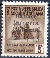 ITALIA, ITALY, C.L.N., IMPERIA, 1945, 5 C., SERIE MONUMENTI DISTRUTTI, FRANCOBOLLO NUOVO (MLH*) Errani: Imperia 1 - Comitato Di Liberazione Nazionale (CLN)