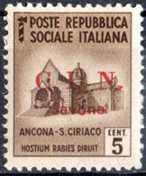 ITALIA, ITALY, C.L.N., SAVONA, 1945, 5 C., SERIE MONUMENTI DISTRUTTI,  NUOVO (MLH*) Errani: Savona 1, Sassone: IT-SV 1 - Centraal Comité Van Het Nationaal Verzet (CLN)