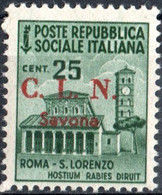 ITALIA, ITALY, C.L.N., SAVONA, 1945, 25 C., SERIE MONUMENTI DISTRUTTI, NUOVO (MLH*) Errani: Savona 4, Sassone: IT-SV 4 - National Liberation Committee (CLN)
