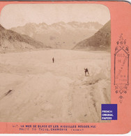 Mer De Glace Et Aiguilles Rouges Prise Du Tacul - Chamonix Photo Stéréoscopique 17,6x8,8cm Vers 1890 Glacier C5-28 - Stereoscopio