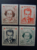 MONACO 1949 Y&T N° 334 A à 337 A   - AU PROFIT DE LA CROIX ROUGE CHARLOTTE ET PRINCE RAINIER III - Neufs