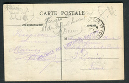 Griffe " Controle Par L'Autorité Militaire " Sur Carte Postale En Fm Du SP 128 Pour St Denis En 1916 - Ref N 85 - Guerra De 1914-18