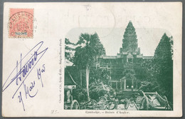 Indochine N°18 Sur CPA - TAD KRAUCHMAR, Cambodge 25.3.1905 Pour La France - 2 Photos - (B1757) - Covers & Documents