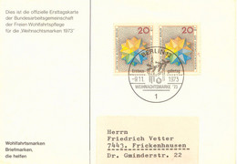 BERLIN 1973, Offizielle Erststagskarte Der Weihnachtsmarken, Gel. Mit ESST, Selt. - Sehr Geringe Auflage   - Gesponsort - Maximum Kaarten