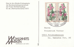 BERLIN 1975, Offizielle Erststagskarte Der Weihnachtsmarken, Gel. Mit ESST, Selt. - Sehr Geringe Auflage   - Gesponsort - Covers & Documents
