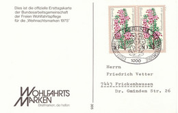 BERLIN 1975, Offizielle Erststagskarte Der Weihnachtsmarken, Gel. Mit ESST, Selt. - Sehr Geringe Auflage   - Gesponsort - Cartas & Documentos