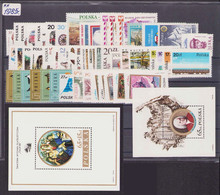 Poland 1985 Full Year / Birds, Wild Ducks, Animals, Invasion, Folk Music Instruments, JS Bach, Ballet, Hockey MHN** - Annate Complete