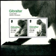 Europa 2021 - Gibraltar - Barbary Macaques Feuillet ** (fortes Valeurs 5,12 GBP) - 2021