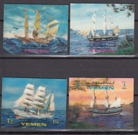 Yemen 1970 Boats Ships, 3D Stamps, Mint Never Hinged Short Set - Bateaux