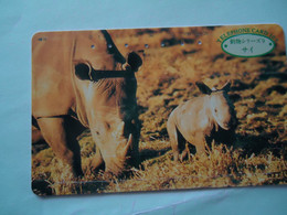 JAPAN USED CARDS ANIMALS RHINOKEROS   231-158 - Oerwoud