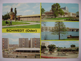 DDR Schwedt (Oder): HO-Kaufhalle, Friedrich-Engels-Straße, Kreiskulturhaus, Platz Der Befreiung, Blick Zur Stadt - 1980s - Schwedt