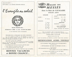 Publicité,concours L'Evangile Au Soleil, Horaires Des Messes à CAVALAIRE , Photo,  Frais 1.75 E - Werbung