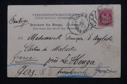 NORVÈGE - Affranchissement De Bergen Sur Carte Postale Pour La France En 1902 - L 110038 - Lettres & Documents