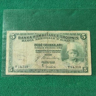 ALBANIA 5 Franchi Oro 1930 - Albanien