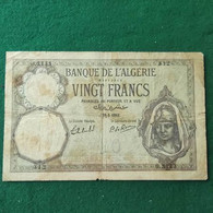 ALGERIA 20 Francs 1938 - Algerije