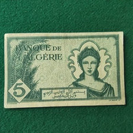 ALGERIA 5 Francs 1942 - Algerije