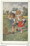 CPA Illustrator Josef Kranzle Kid Lovely Hunting Butterfly  Old Postcard - Kraenzle
