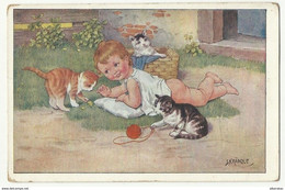 CPA Illustrator Josef Kranzle Kid Lovely Cat Cats  Old Postcard - Kränzle