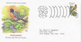 USA United States 1982 FDC Wisconsin, Robin And Wood Violet, Bird Birds Flower Flowers, Canceled In Madison - 1981-1990