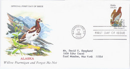 USA United States 1982 FDC Alaska, Willow Ptarmigan And Forget-Me-Not, State Bird Birds Flower, Canceled In Washington - 1981-1990